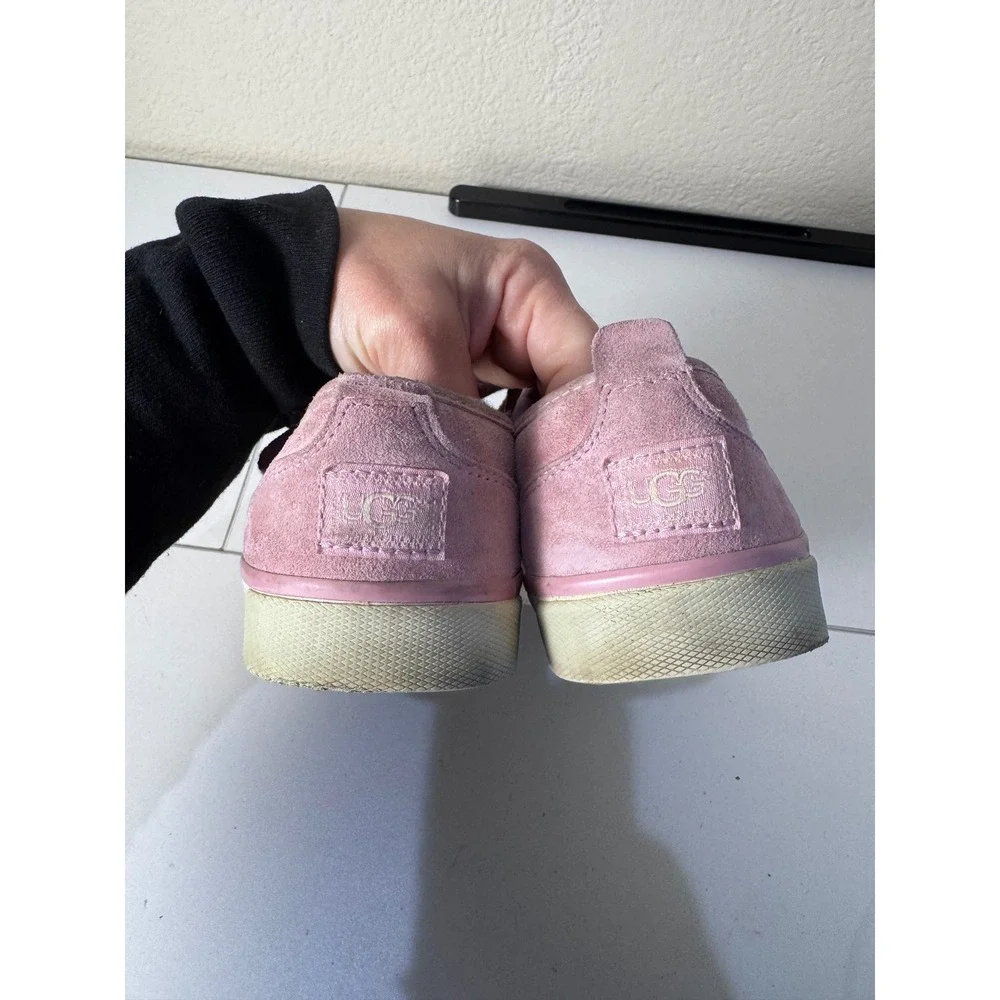 UGG Suede Shearling Lined Sneakers Women Size 5.5 Purple Lace Up Minimalist‎